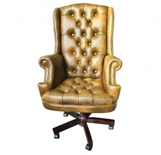 Fotel biurowy Chesterfield Edward w skórze