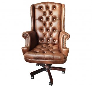 Fotel biurowy Chesterfield Edward w skórze