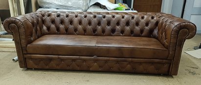 Sofa Chesterfield Normal skórzana z funkcją spania 4 os.