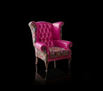 Fotel Uszak Chesterfield Lord Regent skóra żakard