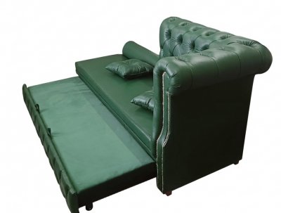 Leżanka chesterfield rozkładana Marady skóra 4 os.