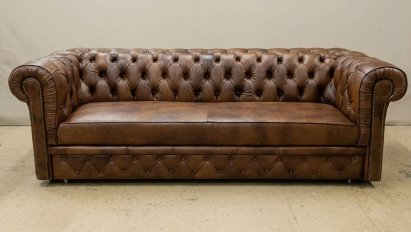Sofa Chesterfield Normal skórzana z funkcją spania 4 os.