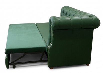 Leżanka chesterfield rozkładana Marady skóra 4 os.