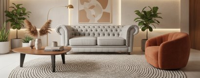 Sofa Chesterfield w tkaninie Lady 3 os