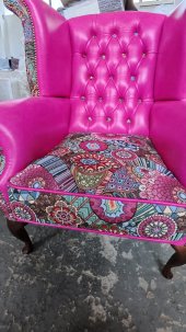 Fotel Uszak Chesterfield Lord Regent skóra żakard
