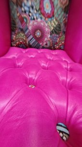 Fotel Uszak Chesterfield Lord Regent skóra żakard