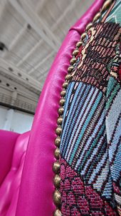 Fotel Uszak Chesterfield Lord Regent skóra żakard
