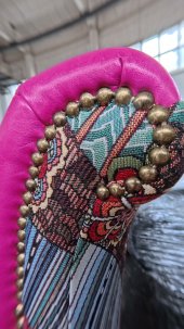 Fotel Uszak Chesterfield Lord Regent skóra żakard
