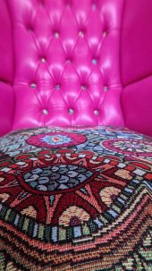 Fotel Uszak Chesterfield Lord Regent skóra żakard