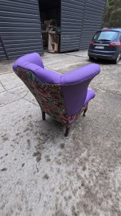 Fotel Uszak Chesterfield z kryształkami Lord Regent skóra żakard