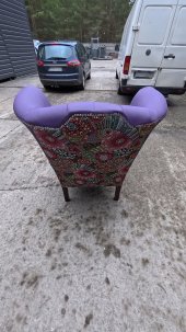 Fotel Uszak Chesterfield z kryształkami Lord Regent skóra żakard