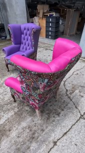 Fotel Uszak Chesterfield Lord Regent skóra żakard