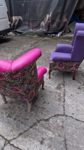 Fotel Uszak Chesterfield Lord Regent skóra żakard