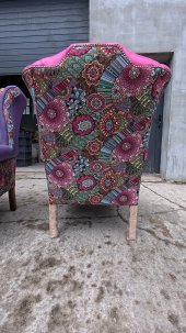 Fotel Uszak Chesterfield Lord Regent skóra żakard