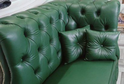 Leżanka chesterfield rozkładana Marady skóra 4 os.