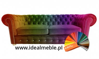 Sofa Chesterfield March z kryształkami 3os.