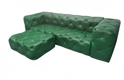 Sofa z pufą jak narożnik Chesterfield Moon skóra