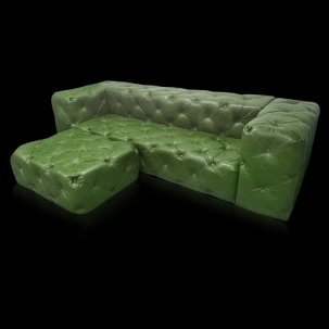 Sofa z pufą jak narożnik Chesterfield Moon skóra