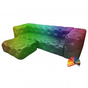 Sofa z pufą jak narożnik Chesterfield Moon skóra