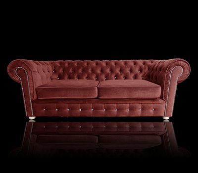 Sofa Chesterfield March z kryształkami 3os.