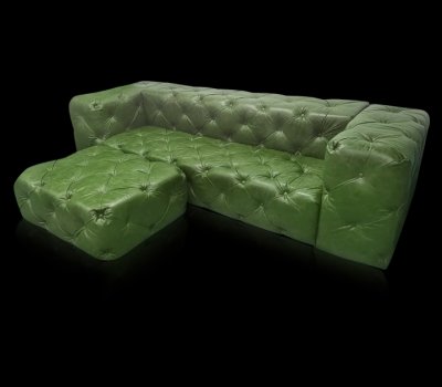 Sofa z pufą jak narożnik Chesterfield Moon skóra