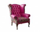 Fotel Uszak Chesterfield Lord Regent skóra żakard
